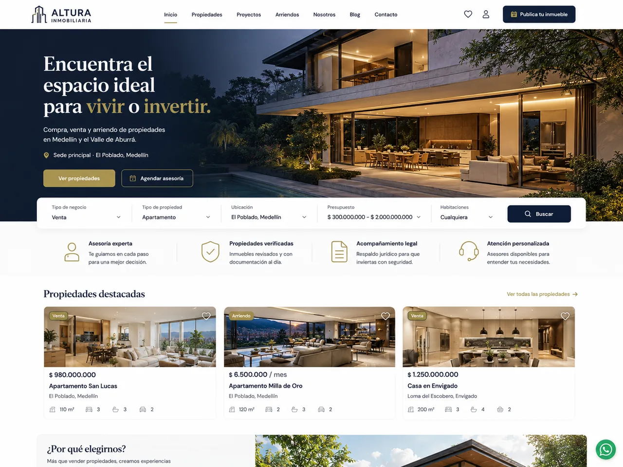 Página de captación para inmobiliarias