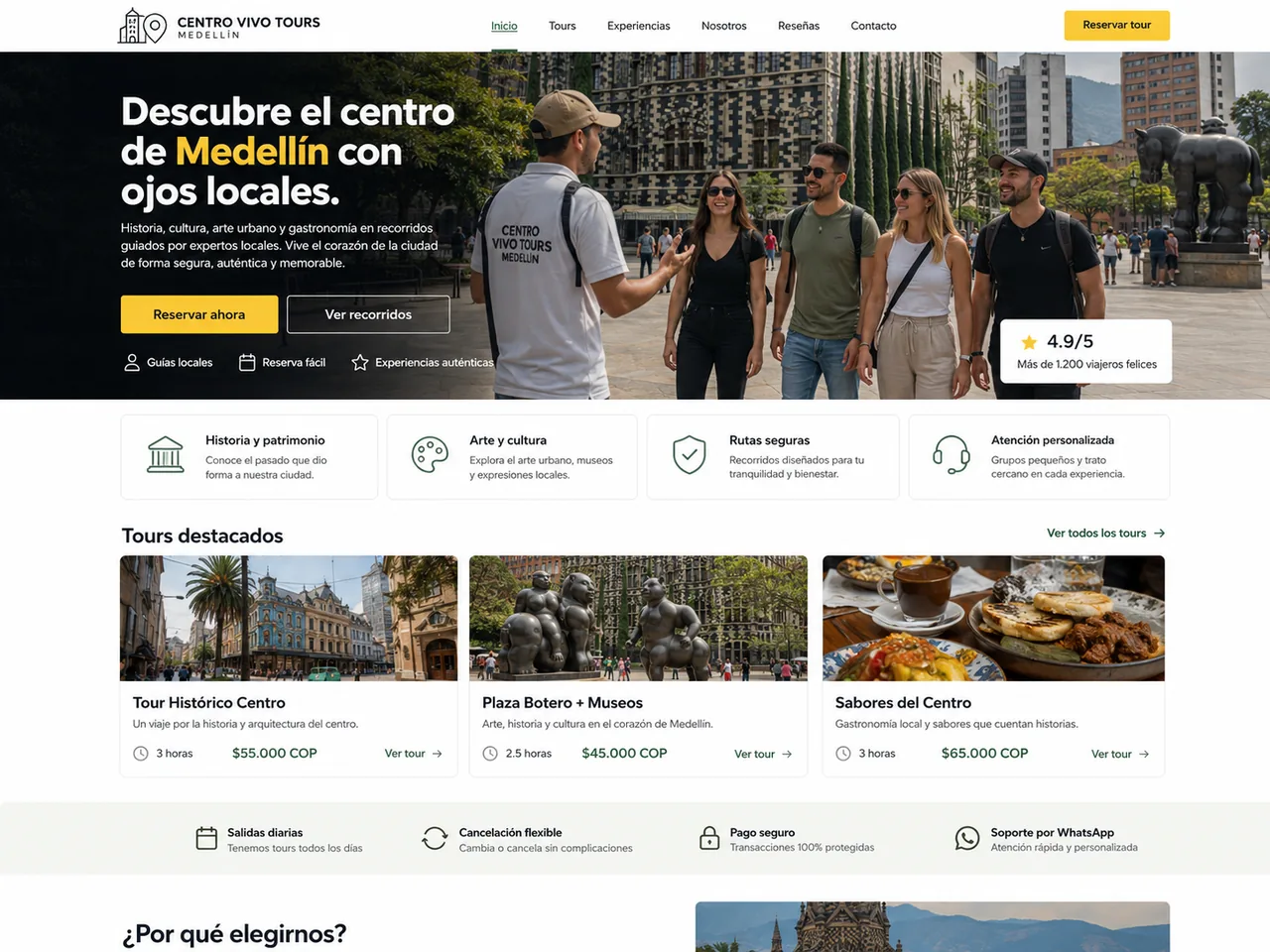 Página de captación para turismo local