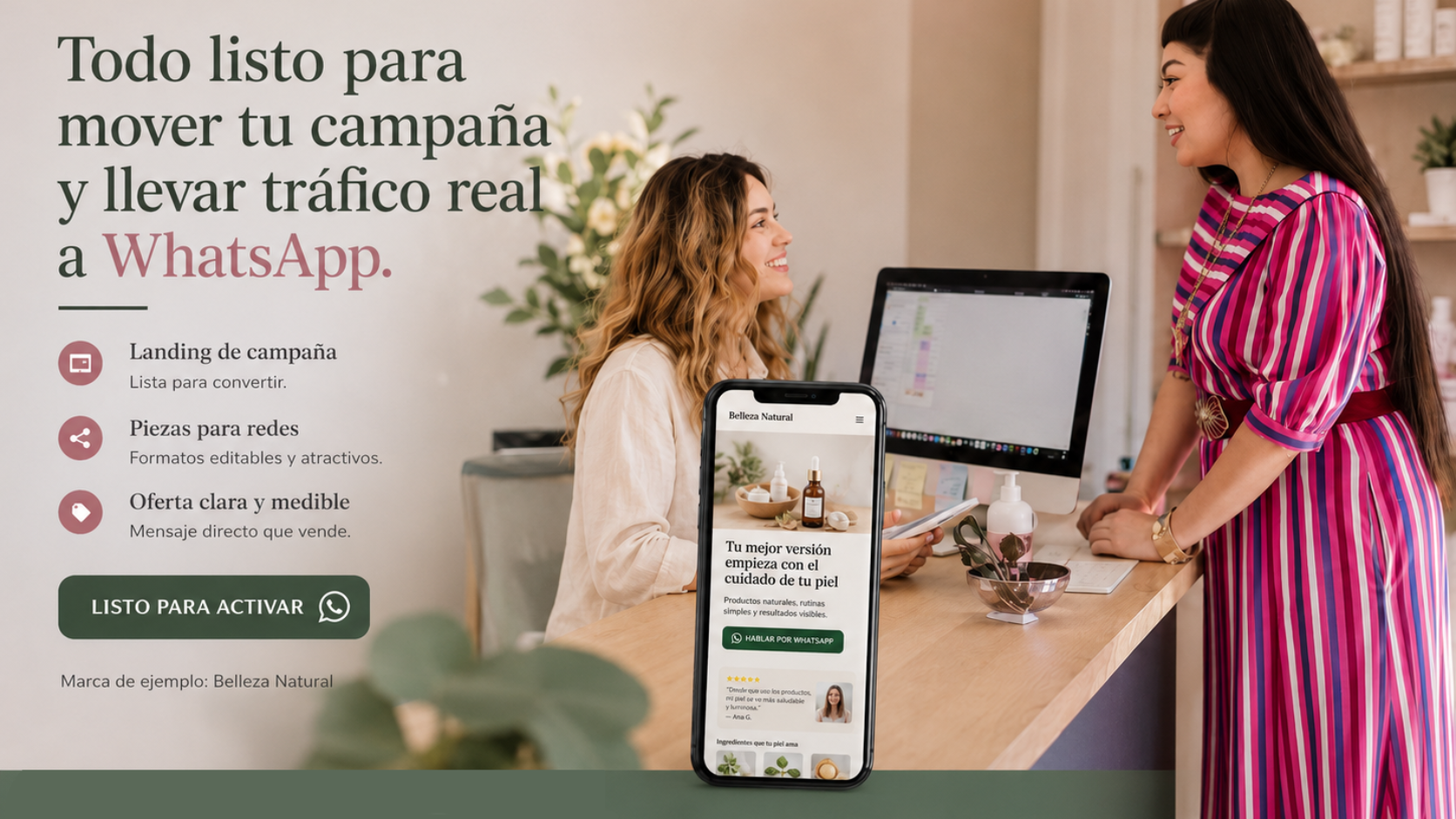 Kit de Activación Comercial SG Data con publicaciones, historias, landing, guía y plantilla de control mensual